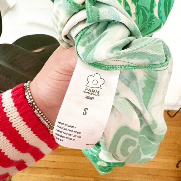 Farm Rio Tropical Groove Midi Dress Green Floral Print Sleeveless Size S Small - Picture 9 of 9